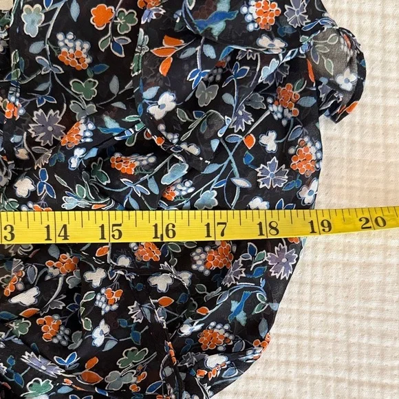 Veronica Beard Asymmetrical Floral Dress in Navy and Orange